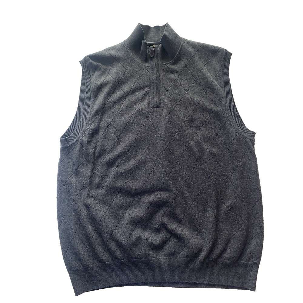 Pebble Beach Sweater Vest Golf Quarter Zip Size XL Charcoal Grey Gray Pullover